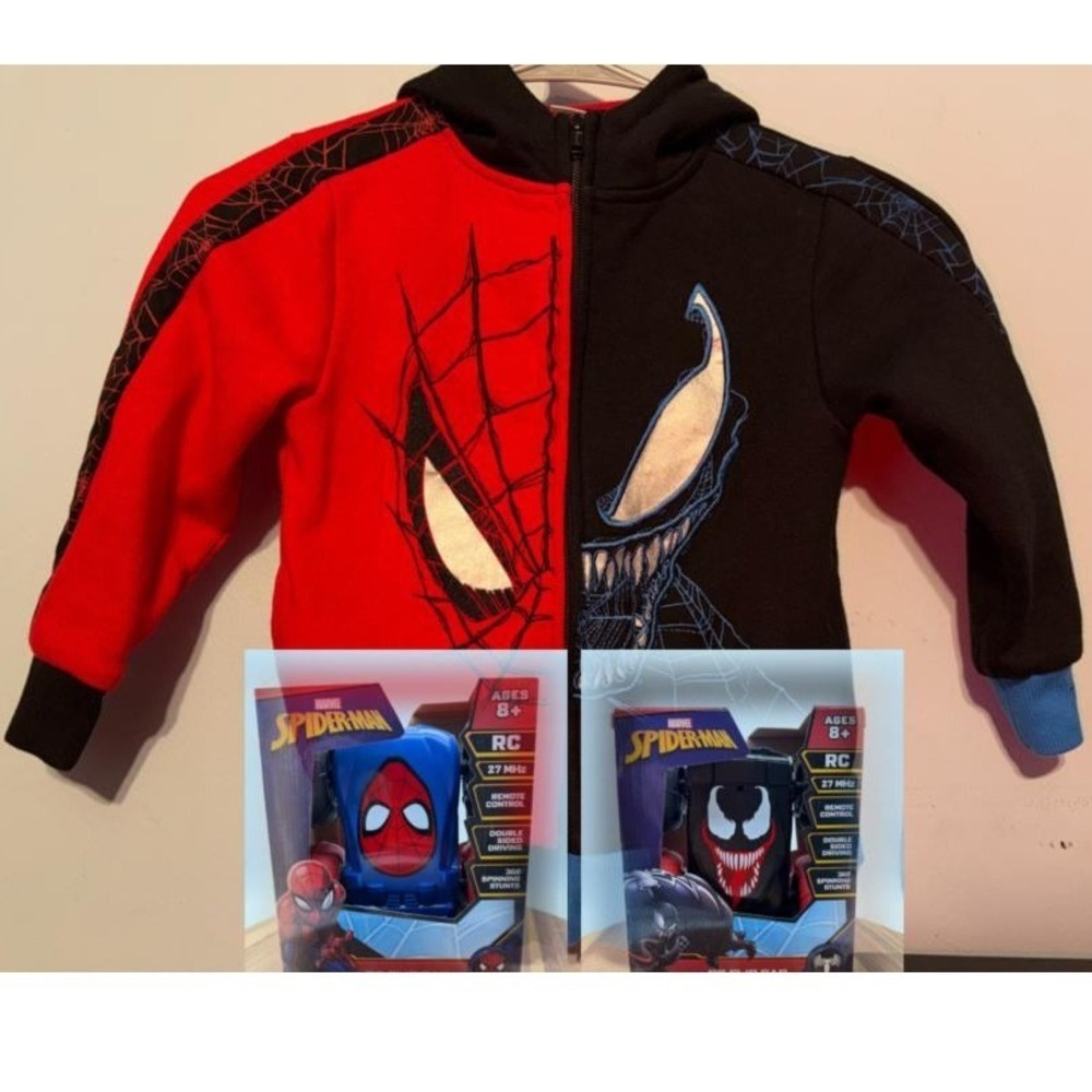 Marvel Spider-Man Venom XS 4/5 Sweat Shirt / RC Flip Car/Remote‎ Control Bundle